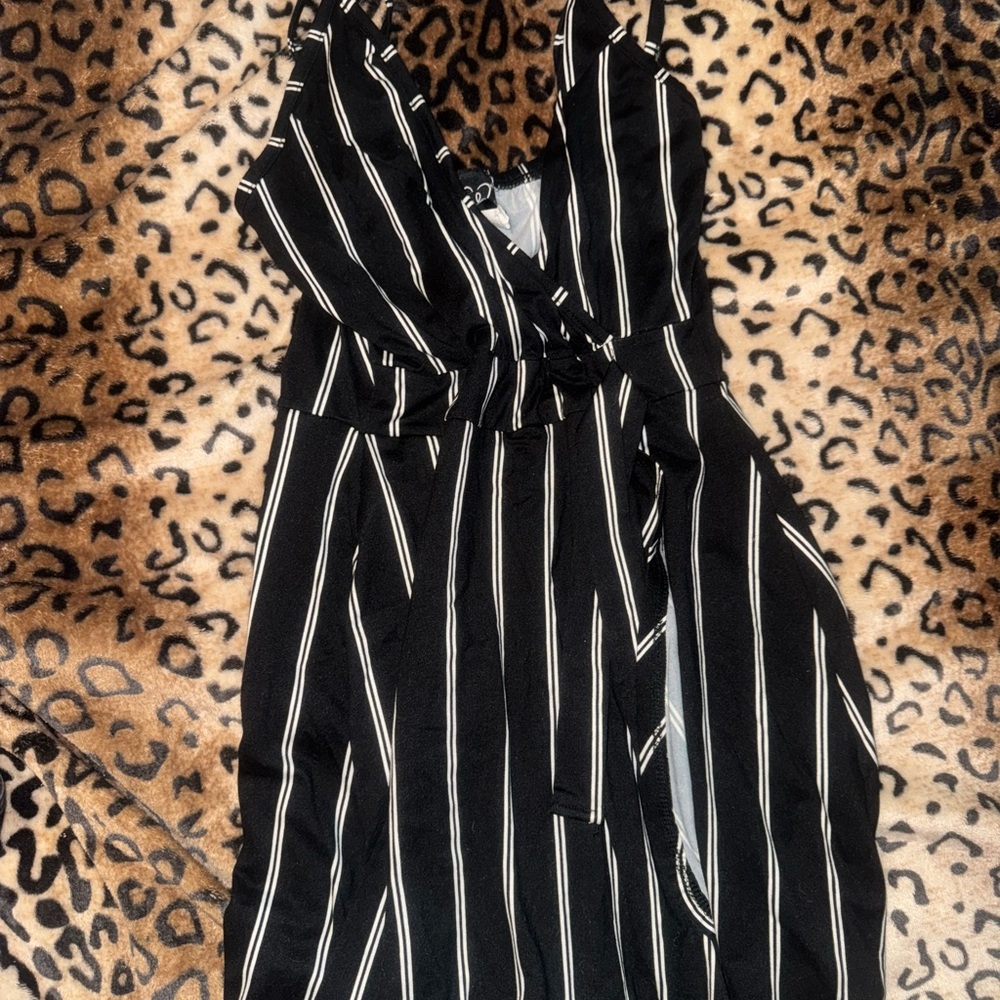 Black and White Striped Romper